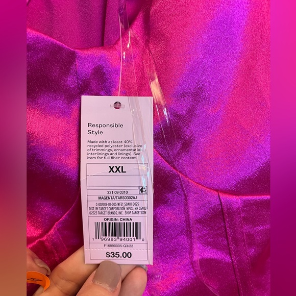 Magenta Satin Dress XXL - Picture 3 of 3